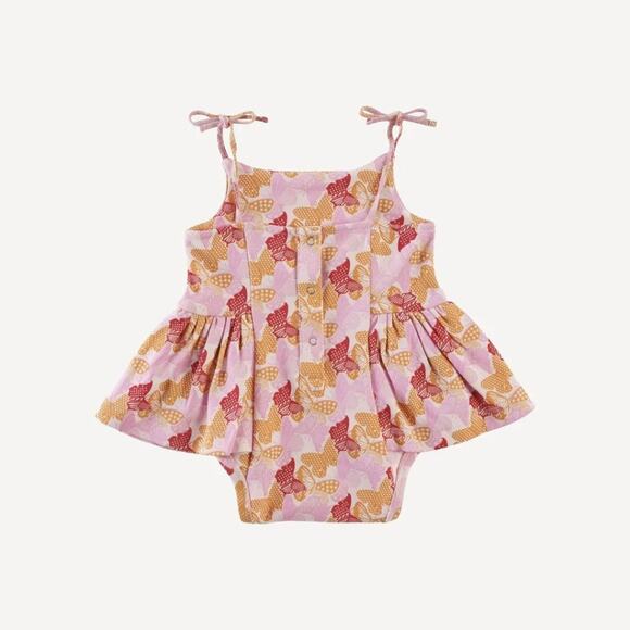 NWT Kate Quinn Small Mod Butterflies Spaghetti Tie Strap Ballerina Romper 3-6m - Picture 3 of 3